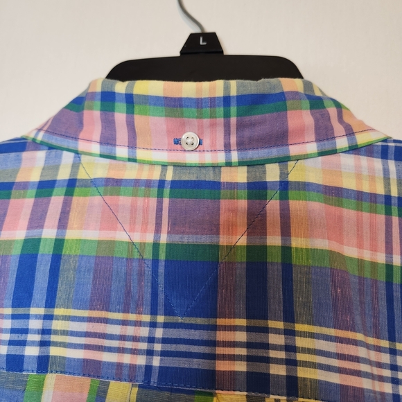 Tommy Hilfiger Cotton/Linen XXL Men's Multicolor Plaid Buttondown Shirt - Picture 6 of 6